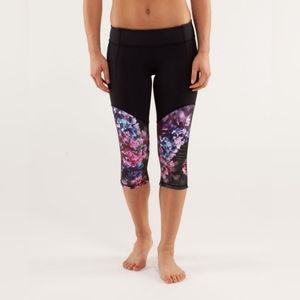 Lululemon Crane Crop Black Spring Has Sprung Multi Wunder Under Run Leggings 4